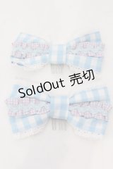 Angelic Pretty / POPチェックリボンコーム  サックス×ラベンダー O-25-04-10-094-AP-AC-IG-OS
