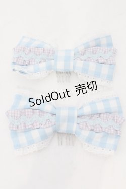 画像1: Angelic Pretty / POPチェックリボンコーム  サックス×ラベンダー O-25-04-10-094-AP-AC-IG-OS