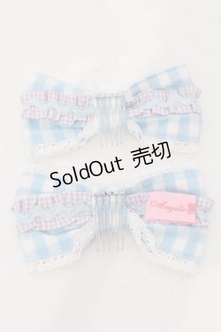 画像2: Angelic Pretty / POPチェックリボンコーム  サックス×ラベンダー O-25-04-10-094-AP-AC-IG-OS