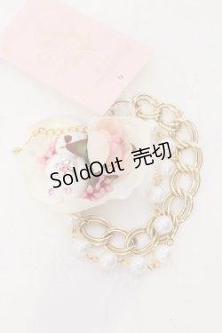 画像1: metamorphose / くまちゃんブレスレット  オフシロ×フォールド×ピンク O-25-04-10-100-ME-AC-IG-OS