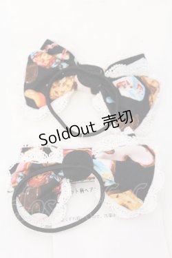 画像3: metamorphose / ビスケット柄リボンヘアゴム（2個Set）  クロ O-25-04-10-114-ME-AC-OW-OS