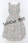 axes femme kawaii / 森のケーキ屋さん柄ジャンスカ  グリーン O-25-04-10-011-AX-OP-IG-OS