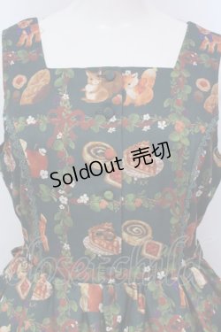 画像2: axes femme kawaii / 森のケーキ屋さん柄ジャンスカ  グリーン O-25-04-10-011-AX-OP-IG-OS