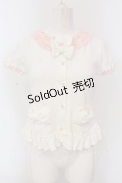 画像1: Angelic Pretty / リボントッピングカットカーディガン  オフシロ×ピンク O-25-04-10-020-AP-TO-IG-OS