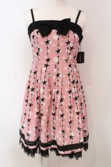 PEACE NOW / スタードットキャミワンピース M ピンク×ブラック O-25-04-10-024-PU-OP-IG-OS