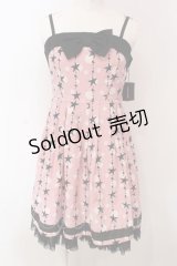 PEACE NOW / スタードットキャミワンピース M ピンク×ブラック O-25-04-10-024-PU-OP-IG-OS