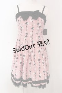PEACE NOW / スタードットキャミワンピース M ピンク×ブラック O-25-04-10-024-PU-OP-IG-OS