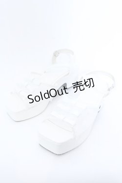 画像1: DearMyLoveRose / スクエアトゥトリプルリボンサンダル 24.5cm シロ O-25-04-11-051-EL-SH-IG-ZT286