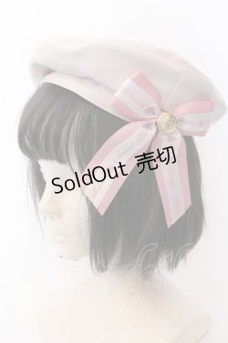 画像1: Amavel / メッセージリボンブローチ付ベレー帽  ピンク O-25-04-11-014-CA-AC-OW-OS
