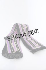 ALICE and the PIRATES / Teufel von Hameln柄オーバーニーソックス  クロ×パープル O-25-04-11-031-PA-ZA-OW-OS