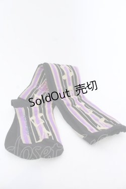 画像1: ALICE and the PIRATES / Teufel von Hameln柄オーバーニーソックス  クロ×パープル O-25-04-11-031-PA-ZA-OW-OS