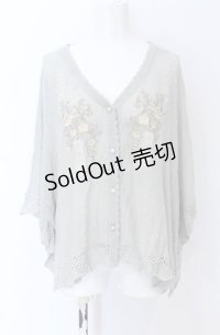 axes femme / レース×ローズ刺繍ポンチョ F グリーン O-25-04-13-055-AX-TO-OW-OS