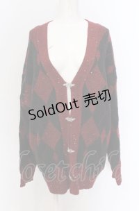 axes femme / ラメジャカードニットカーディガン F クロ×アカ O-25-04-13-068-AX-TO-OW-OS