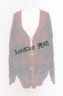 画像1: axes femme / ラメジャカードニットカーディガン F クロ×アカ O-25-04-13-068-AX-TO-OW-OS
