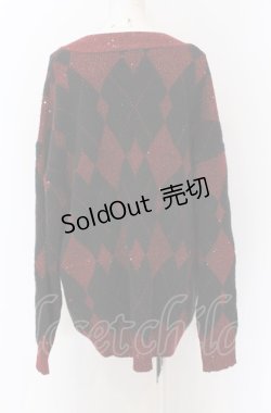 画像2: axes femme / ラメジャカードニットカーディガン F クロ×アカ O-25-04-13-068-AX-TO-OW-OS
