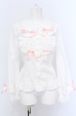 画像1: BABY,THE STARS SHINE BRIGHT / Mignonette Doll ブラウス  シロ×ピンク O-25-04-13-013-BA-BL-OW-OS