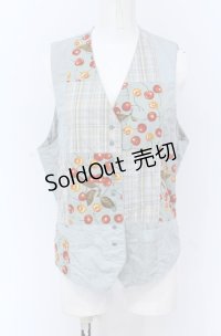 PINK HOUSE / チェリーパッチワークベスト  サックス O-25-04-13-016-LO-TO-OW-OS