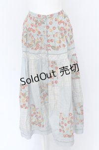PINK HOUSE / チェリーパッチワークスカート  ブルー O-25-04-13-018-LO-SK-OW-OS