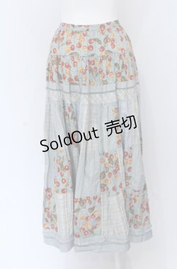 画像2: PINK HOUSE / チェリーパッチワークスカート  ブルー O-25-04-13-018-LO-SK-OW-OS