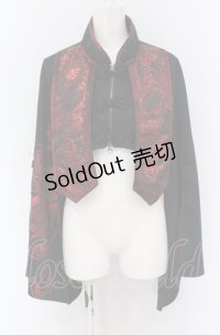 Qutie Frash / チャイナショートカーデ  ブラック×レッド O-25-04-13-023-QU-JA-OW-OS