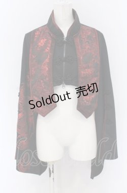 画像1: Qutie Frash / チャイナショートカーデ  ブラック×レッド O-25-04-13-023-QU-JA-OW-OS