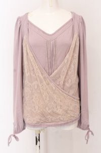 Rozen Kavalier / レースカシュクールレイヤードニット  ラベンダー O-25-04-13-032-OO-TO-IG-OS