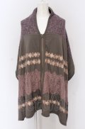 Rozen Kavalier / 異素材切替ニットポンチョ  グレー系×パープル系 O-25-04-13-033-OO-JA-IG-OS