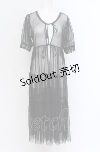 axes femme POETIQUE / チュールティアードロングカーディガン M クロ O-25-04-14-001-AX-TO-OW-OS