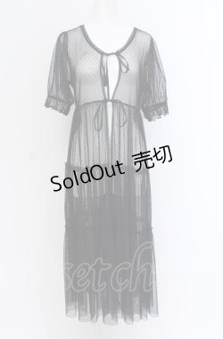 画像1: axes femme POETIQUE / チュールティアードロングカーディガン M クロ O-25-04-14-001-AX-TO-OW-OS