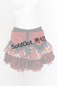 Qutie Frash / 和柄フリルスカート  レッド O-25-04-14-040-QU-SK-OW-OS