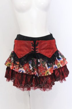 画像1: Qutie Frash / 和柄フリルスカート  レッド O-25-04-14-040-QU-SK-OW-OS