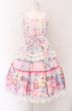 画像1: Angelic Pretty / Toy's Donut Diner エプロンドレスSet ジャンパースカート単品  サックス O-25-04-14-007-AP-OP-OW-OS (1)