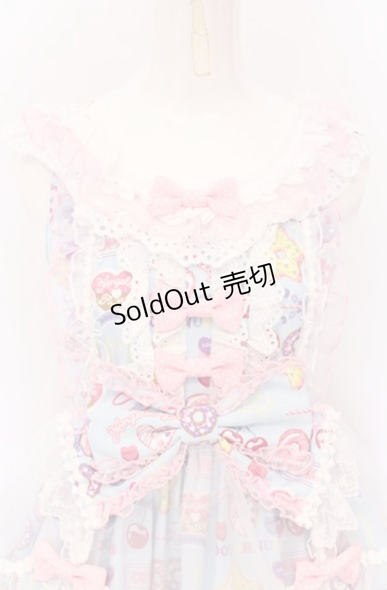 画像2: Angelic Pretty / Toy's Donut Diner エプロンドレスSet ジャンパースカート単品  サックス O-25-04-14-007-AP-OP-OW-OS (2)