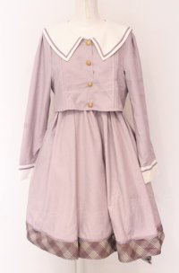Amavel / Check Ribbon Setup風セーラーワンピース F ラベンダー O-25-04-14-010-CA-OP-OW-OS