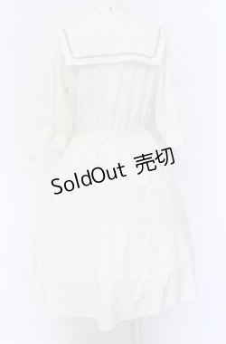 画像3: axes femme / 刺繍入セーラー襟ワンピース F キナリ O-25-04-14-011-AX-OP-OW-OS
