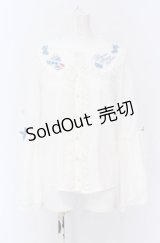 Amavel / Princess Afternoon tea Party ブラウス F シロ×アオ O-25-04-14-016-CA-OP-OW-OS