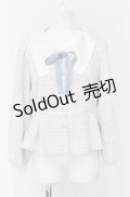 axes femme POETIQUE / 刺繍襟モールツイードジャケット M サックス O-25-04-14-017-AX-JA-OW-OS