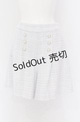 axes femme POETIQUE / 連釦モールツィードキュロット M サックス O-25-04-14-028-AX-PA-OW-OS