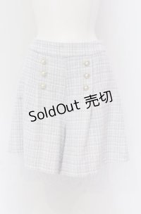 axes femme POETIQUE / 連釦モールツィードキュロット M サックス O-25-04-14-028-AX-PA-OW-OS