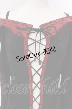 画像2: Qutie Frash / レースアップオフショルチュニック【旧タグ】  ブラック×レッド×ちりめん O-25-04-15-027-QU-OP-IG-OS