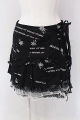 FRILL / オリジナルプリントプリーツ巻きスカート  ブラック×ホワイト O-25-04-15-031-HN-SK-IG-OS