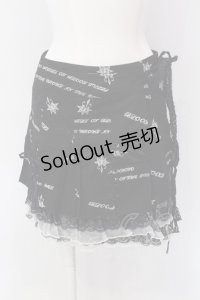 FRILL / オリジナルプリントプリーツ巻きスカート  ブラック×ホワイト O-25-04-15-031-HN-SK-IG-OS