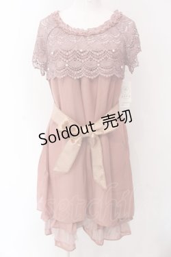 画像1: axes femme / レースケープ風Aラインドレス M ピンク O-25-04-15-032-AX-OP-IG-OS