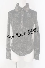 Ozz Croce / 薔薇柄起毛ブラウス  ブラック×グレー系 O-25-04-15-035-OO-BL-IG-OS