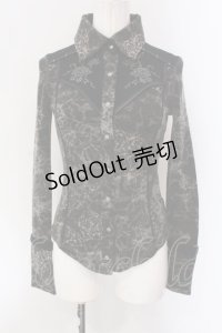 Ozz Croce / 薔薇柄起毛ブラウス  ブラック×グレー系 O-25-04-15-035-OO-BL-IG-OS
