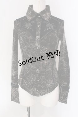 画像1: Ozz Croce / 薔薇柄起毛ブラウス  ブラック×グレー系 O-25-04-15-035-OO-BL-IG-OS