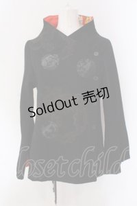 gouk / プリントショートジャケット  ブラック×裏地レッド O-25-04-15-036-GO-JA-IG-ZS