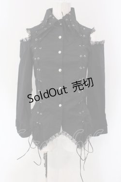 画像1: ACDC RAG / レースアップ肩あきブラウス  ブラック O-25-04-15-038-PU-BL-IG-OS