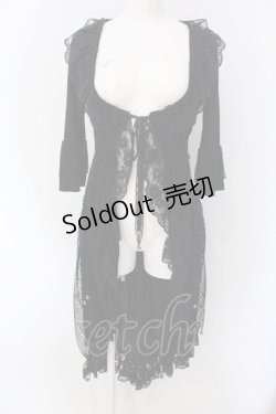 画像1: Qutie Frash / 異素材レース半袖カーディガン  ブラック O-25-04-15-040-QU-TO-IG-OS
