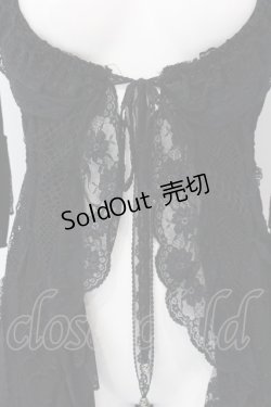 画像2: Qutie Frash / 異素材レース半袖カーディガン  ブラック O-25-04-15-040-QU-TO-IG-OS